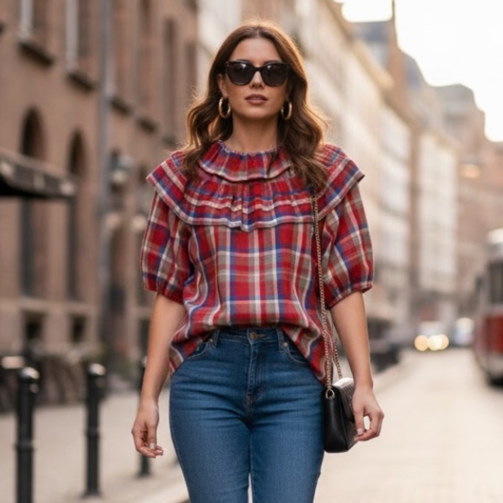 Vibrant Plaid Blouse